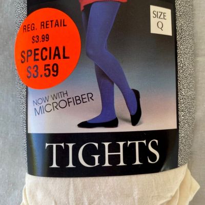 VTG  SUEDE OPAQUE..IVORY..TIGHTS..w MICROFIBER..NEW..USA...Q TALL