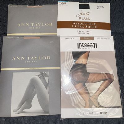 4 Set/Lot WOLFORD Sand 10 Tights Soft Control Pantyhose Size S/Ann Taylor Buff