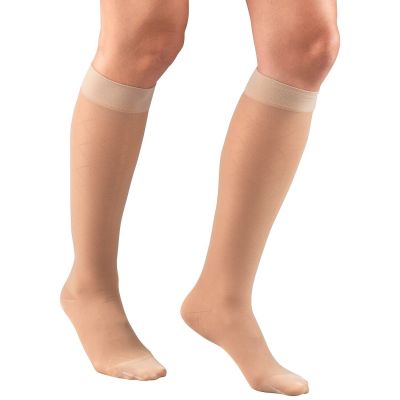 Truform Women's Stockings Knee High Sheer Diamond Pattern: 15-20 mmHg S NUDE
