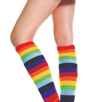 NEW sexy MUSIC LEGS rainbow STRIPES acrylic NEON knee HIGHS hi STOCKINGS socks