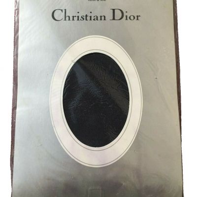 VTG Christian Dior Pantyhose Navy Textured Tuck Point 100perc Nylon Size 1 NOS
