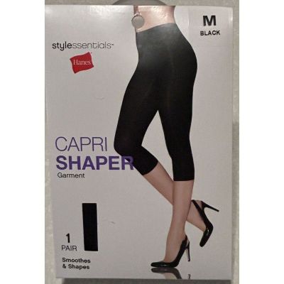 Hanes Style Essentials Capri Shaper Garment Smoothes Shapes Medium Black