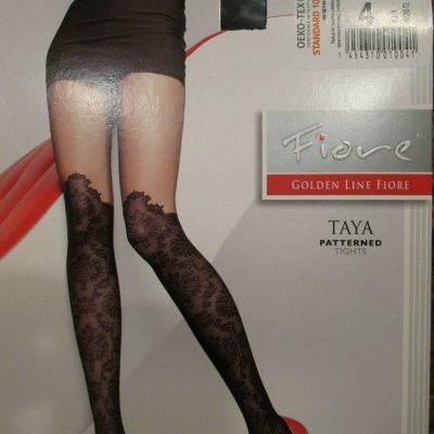 FIORE TAYA PATTERNED 20 DENIER PANTYHOSE TIGHTS  SIZE 2 & 4 BLACK