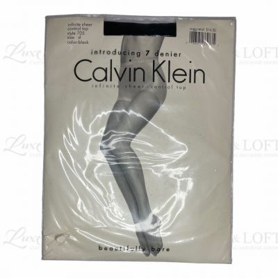 Calvin Klein Infinite Sheer Control Top 705 Size D, Color Black Hosiery