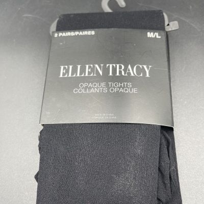 Women Ellen Tracy opaque Black Tights NWT 2 PAIRS Medium/ Large