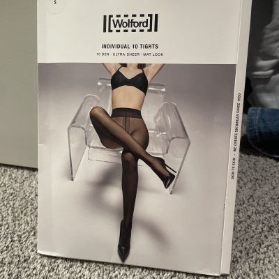 $55 Wolford Women's Soft sable Individual 10 Denier Tights Size Small