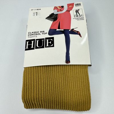 HUE Womens Classic Rib Control Top Tights Size 1 Golden Olive 1 Pair New