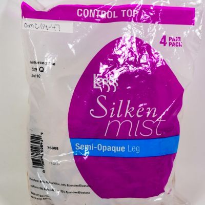 4 L'eggs Silken Mist Control Top Semi-Opaque Leg Reinforced Toe Tights SAND SzQ
