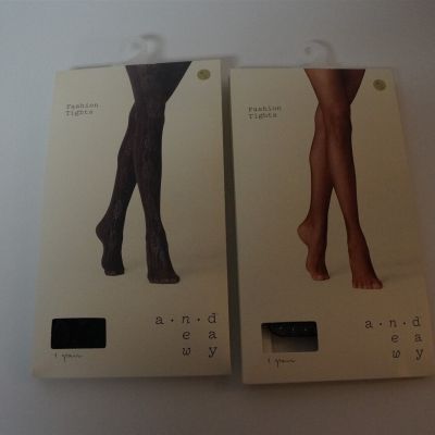 A New Day Fashion Tights Lot of 2 Ebony Dots Floral Size M/L