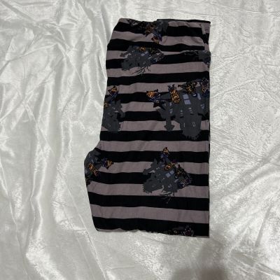 NWOT Women Lularoe Tc2 (tall & Curvy 2) Leggings Haunted House Stripes Sz 20-26