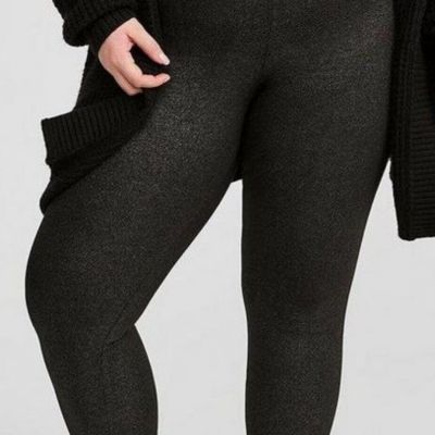 Torrid Plus Size Full Length Legging Deep Black Shimmer (Size: 4)