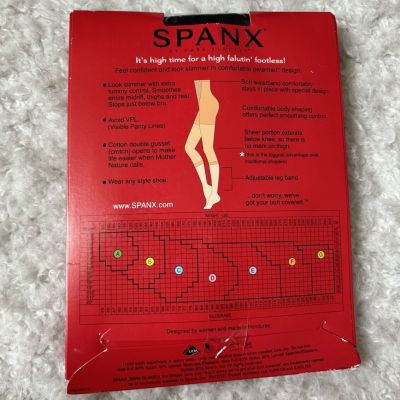 Spanx High Waisted Footless Pantyhose Body Shaping Size B Black New