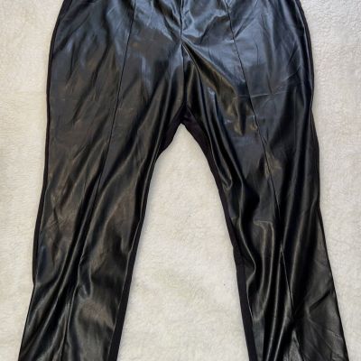 Womens XXL Worthington Legging Pants Faux Leather Front Rayon Back Ankle Length