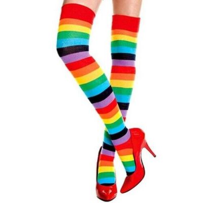 Rainbow Thigh High Adult Socks My Little Pony Dash Brite Punk Womens Multi Color