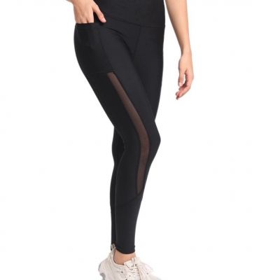 Women's Mesh Panel Workout Leggings with tummy control High Waist & Pockets