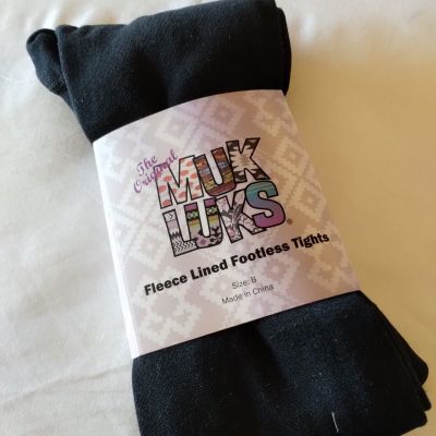 New The Original Muk Luks Womens Black Fleece Lined Footless Tights Size Size B