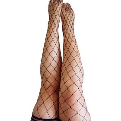 KIX'IES MICHELLE LARGE FISHNET THIGH HIGH STAY UP STOCKINGS SIZES A-D