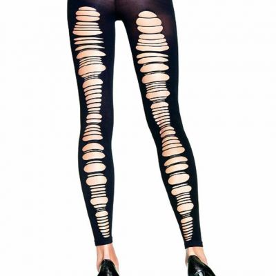 Leg Avenue Opaque Footless Tights Stockings Shredded 7331 Goth Punk Club