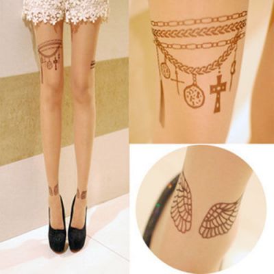 Cool Unique Tattoo Pattern Pantyhose Cute Design Stockings Costume Accessories