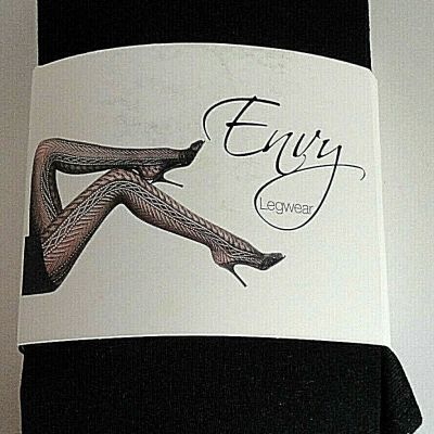 Legwear Tights Women's 1X/2X Black Solid Pattern 2 Pair Footed Premium USA Envy