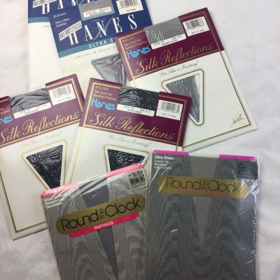 7 Pairs: Hanes Silk Reflections & More Pantyhose Grays AB and B Lot