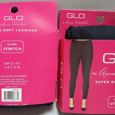 2PK GLO by Gloria Vandersilb Super Soft Leggings Ultra Stretch Black S/M
