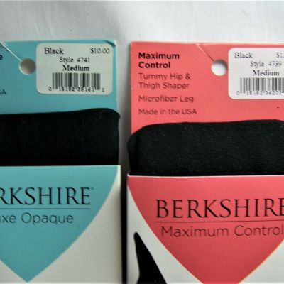 Berkshire Black Luxe Opaque & Maximum Control Microfiber Tights 4 Pair  Size M