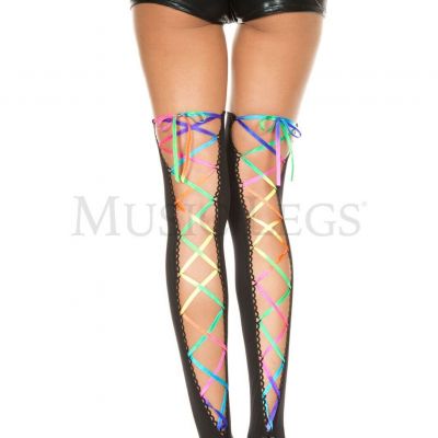 Muisc Legs 4210 Rainbow ribbon lacing opaque stockings