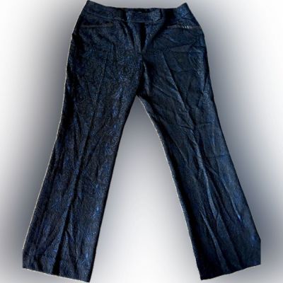 Women's Chico's Black Label Black and Blue Lace Straight-Leg Pants Size 2.5 (14)