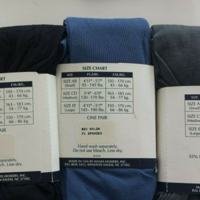 9 Pairs Vintage Hanes Legwear Tights Size AB Small Discontinued 95-145 Lbs
