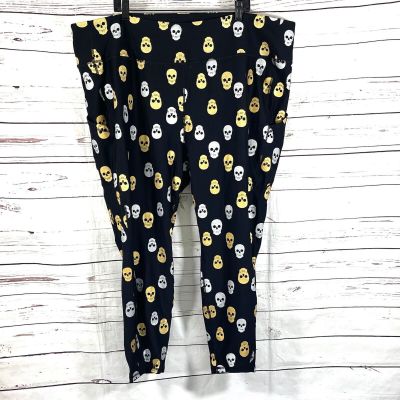 Torrid Leggings Plus Size 5x Premium Crop Length Gold/Silver Skull Prints Black