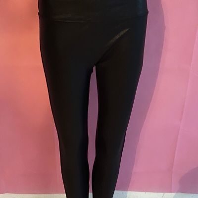 Retro gong black shiny leggings pants XL