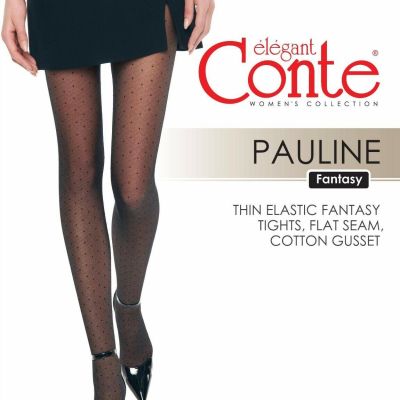 Conte TIGHTS Pauline | Black 20 Den Dots Pattern High-Quality Fantasy Pantyhose