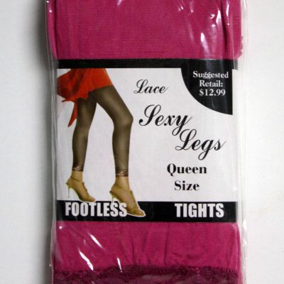 Eros Womens Pink Tights Lace Trimmed Footless Medium *Mislabeled as Queen*