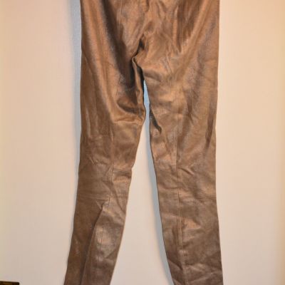 Vince S Metallic Leather Leggings Suede Gold Sand Tight Pants Stretchy Shiny