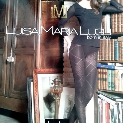 Luisa Maria Lugli Rachele Rhombus Design Micro Tights Brown Pantyhose Size S