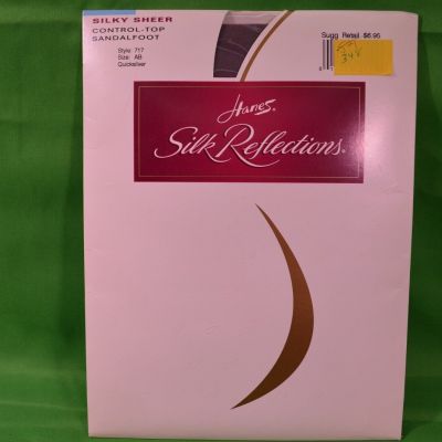 Hanes Silk Reflections Control Top Pantyhose Silky Sheer Size AB,Quicksilver