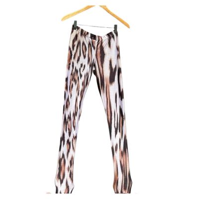 Cia Martima brand animal print leggings from Brazil with shiny fabric size large