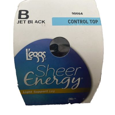 L'eggs Sheer Energy - Sz B Jet Black - Light Support Leg Control Top Pantyhose