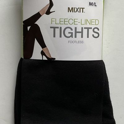 MIXIT Buttery Soft Black Fleece-Lined Footless Tights Size M/L ~NEW~