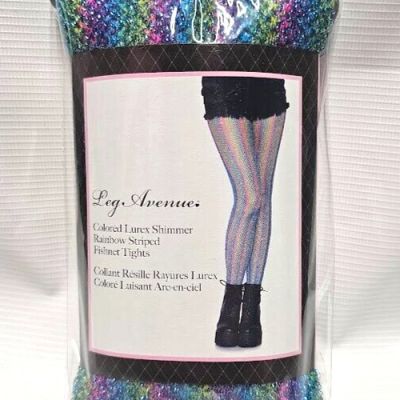 Rainbow Fishnet Tights Blue New Lurex pantyhose EDC, Rave, Party, Pride