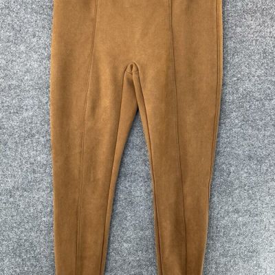 Spanx Pants Womens Large Brown Faux Suede Leggings Shapewear
