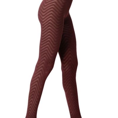 New Women's OROBLU Chevron Tights Sangria 60 Size S /M