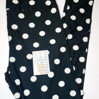 LuLaRoe TC Leggings Solid BLACK White Polka Dots Minnie Tall & Curvy(Size 12-18)