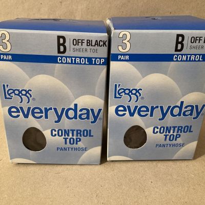 L’eggs Everyday Size B Control Top Sheer Toe Pantyhose Off Black New, 2001 (2)