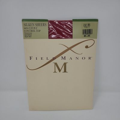 FIELD MANOR CONTROL TOP PANTYHOSE RUBY RED SIZE C SILKEN SHEERS