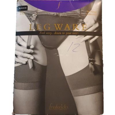 Vintage Fredericks of Hollywood Black Thigh Highs Stockings Nylons Size M 2 pk