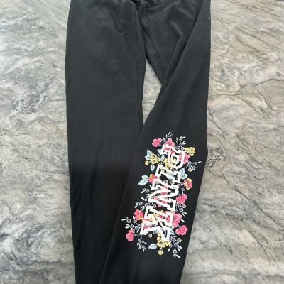pink victoria secret Black leggings small With Floral On Leg