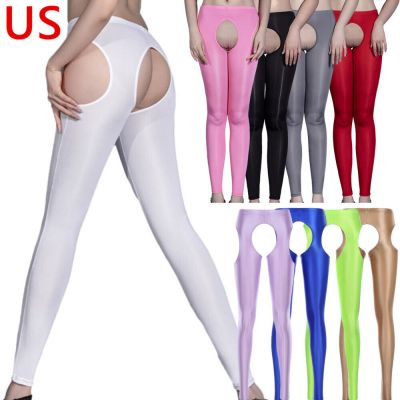 US Womens Nylon Tights Hollow out Crotch Suspender Pantyhose Stockings Underwear