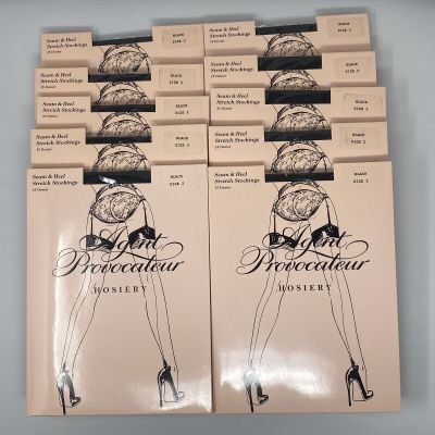 Pack of 10 Agent Provocateur Seam & Heel Stretch Black Stockings Size 2 NEW